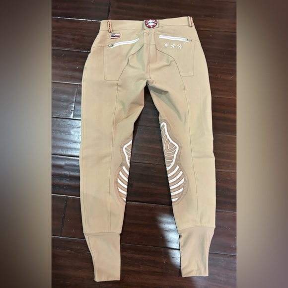 Stars & Stripes Tan Riding Breeches Equestrian with America theme ladies 27 - Picture 7 of 7